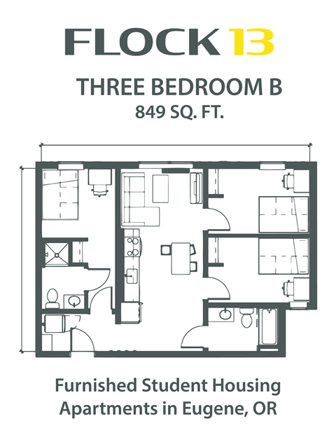 a floor plan of a room with roommates